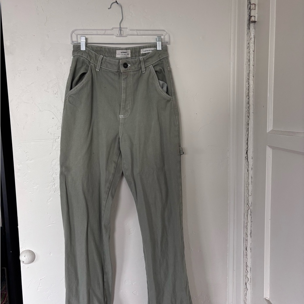 Olive Green High-Waisted Pants